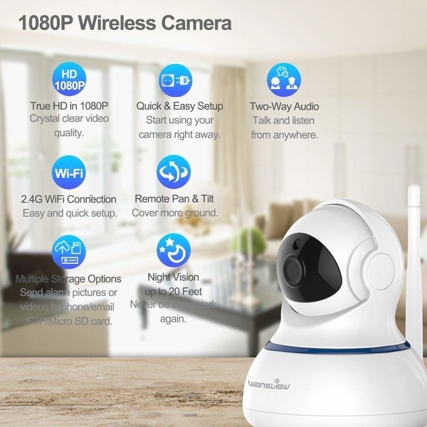 1080P Wireless Panoramic Security IP Camera Pan//Tilt Night Vision Surveillance