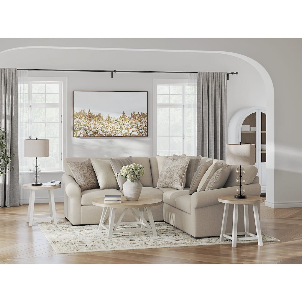 Signature Design by Ashley LadyMae Beige 3-Piece Sectional - 104" W x 104" D x 40" H