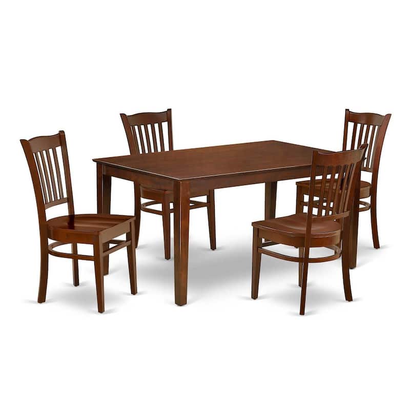 Rectangle Dining Table Set 5pc Wood Kitchen Table & Chairs - Modern Dinette Set