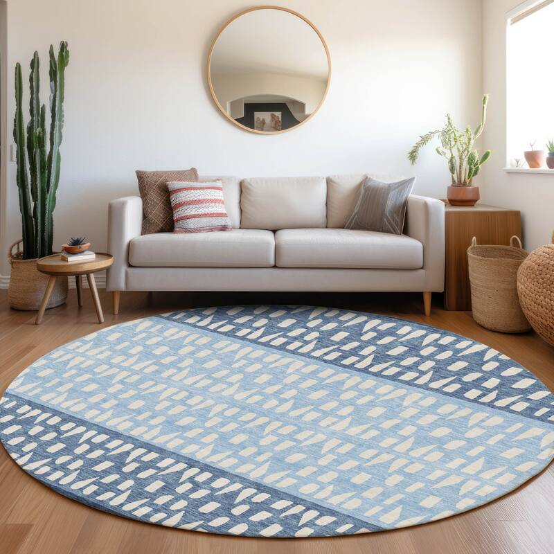 Premium Washable Super Soft Ombre Imprints Mayfield Rug - Blue - 8' x 8'