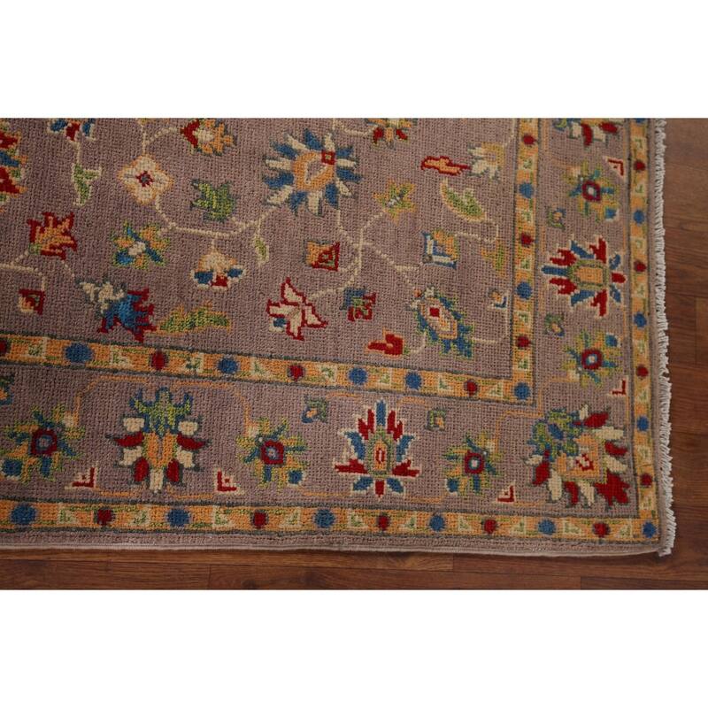 Brown Floral Oushak Oriental Accent Rug Hand-Knotted Wool Carpet - 3'4" x 5'2"