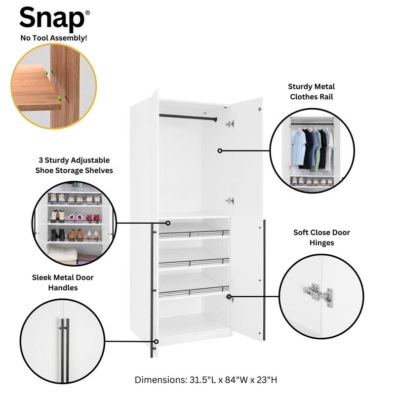 Manhattan Comfort Lee Modern Freestanding 2-Piece Module Wardrobe Closet Armoire