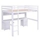 preview thumbnail 11 of 14, Full Size Loft Bed with Integrated Desk, Cabinets, Drawers, Bedside Tray, and Charging Station in White