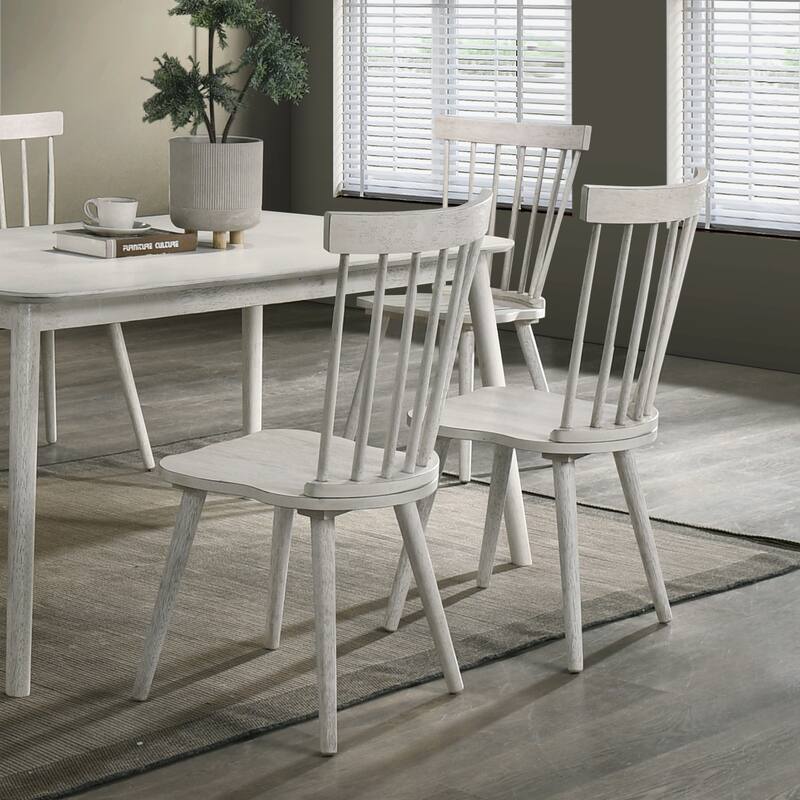 Farmhouse Dining Chair Side Chair Meeting Room Chair Set of 2 White Office Chair Coffee Chair with Wood Legs