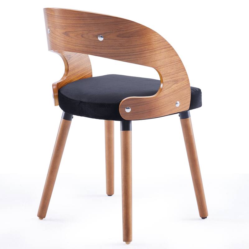 Wood Dining Chairs, Set of 2 Modern Upholstered Dining Chairs with Curved Backrest for Kitchen, Dining Room, Living Room