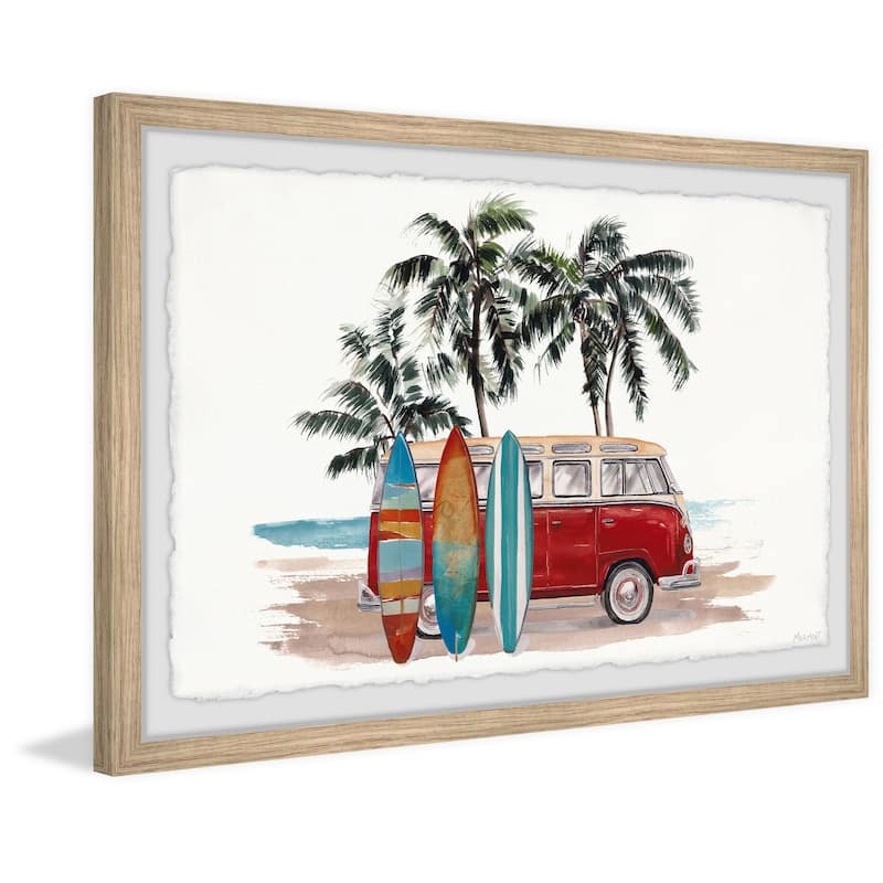 'Red Surf Van' Framed Painting Print