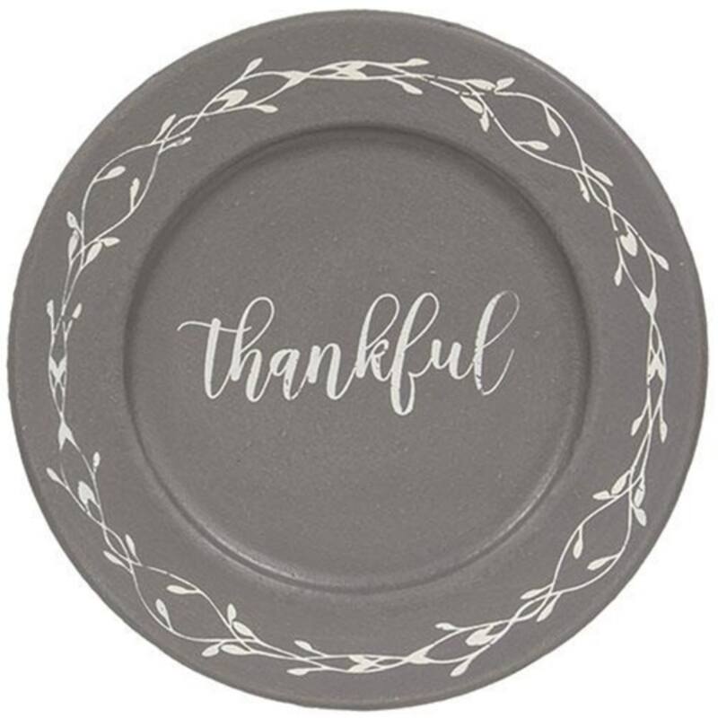 Wooden Always Grateful Floral Plates with Distressed Finish, 3 Asstd - 8.50” L x 8.50” W x 0.50” H