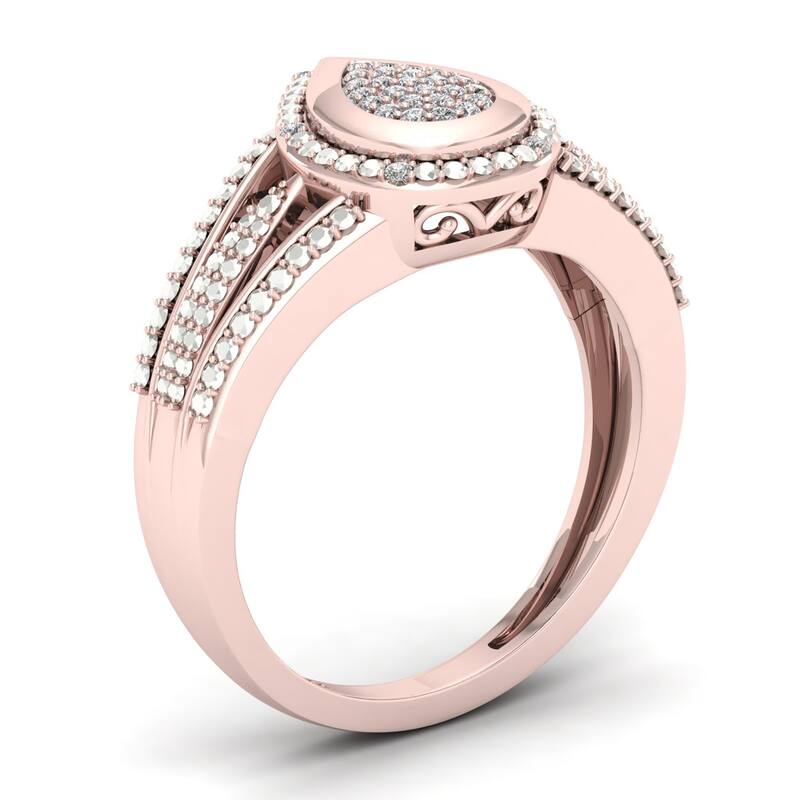 1/10ct TDW Diamond Pear Shape Engagement Ring in 10k Rose Gold for Women - Rose Gold