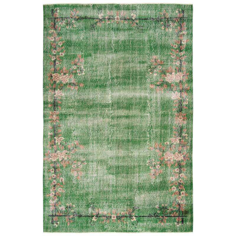 ECARPETGALLERY Hand-knotted Melis Vintage Green Wool Rug - 6'10 x 10'6 - Green - 6'10 x 10'6