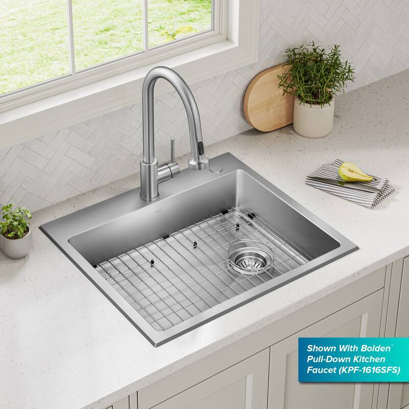 KRAUS Fairlane Drop In Top Mount 18 Gauge Stainless Steel Kitchen Sink