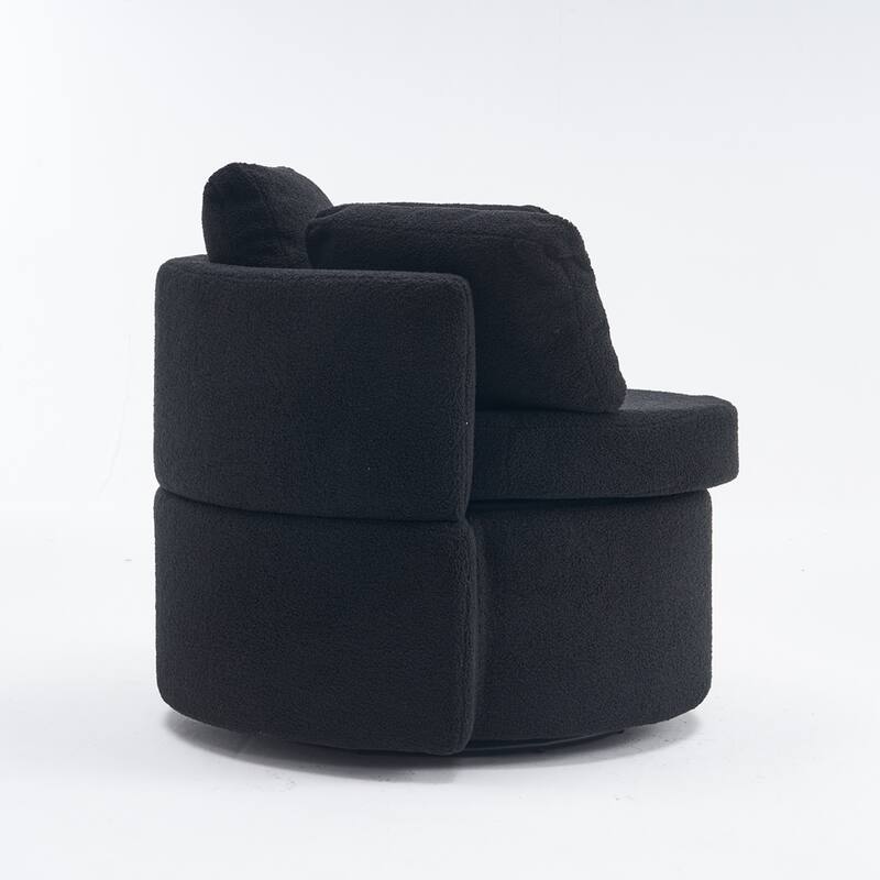 Teddy Fabric Swivel Storage Chair With Back Cushion