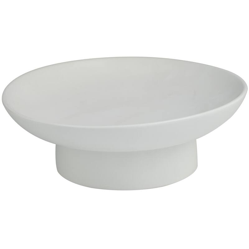 Ceramic Wide Decorative Bowl with Elevated Base - Black or White - Roche River Decor