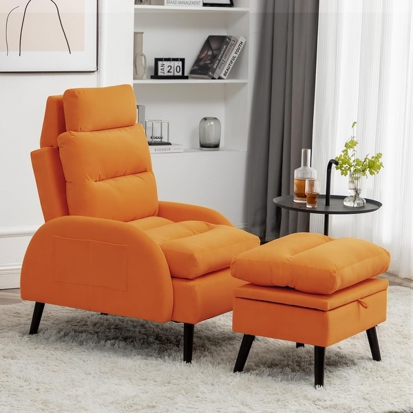 HOMYKA Accent Lounge Chair with Adjustable Backrest Storage HOMYKA Accent Lounge Chair with Adjustable Backrest Storage