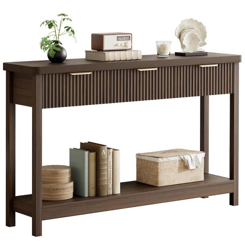 51"Wood Console Sofa Table with 3 Drawers for Living Room - Walnut