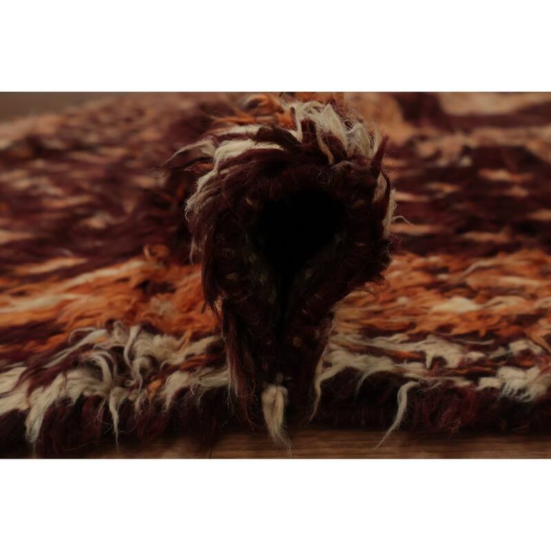 Hand Knotted Oriental 100% Wool Carpet Modern Tribal Red Moroccan Area Rug - 12' 7'' X 9' 7''