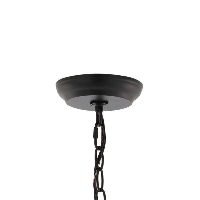 Boston 6.75" 1-Light Farmhouse Industrial Iron/Glass Outdoor LED Pendant, Black/Clear by JONATHAN Y