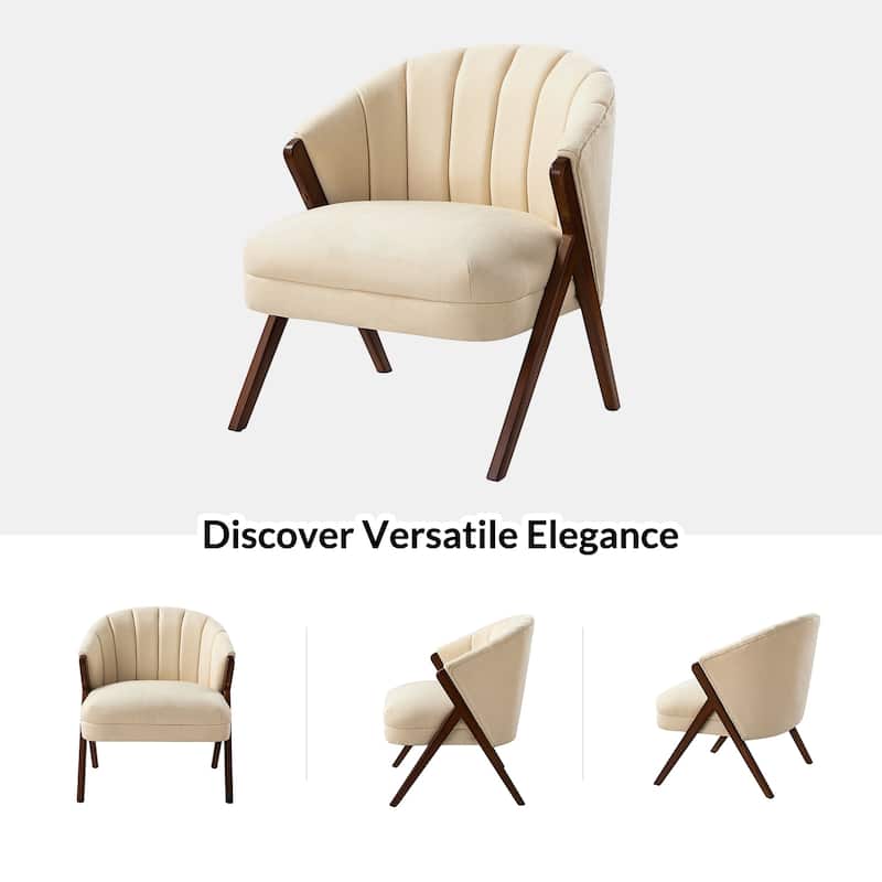 Vivian Mid-century Barrel Chair with a Scalloped Back by HULALA HOME