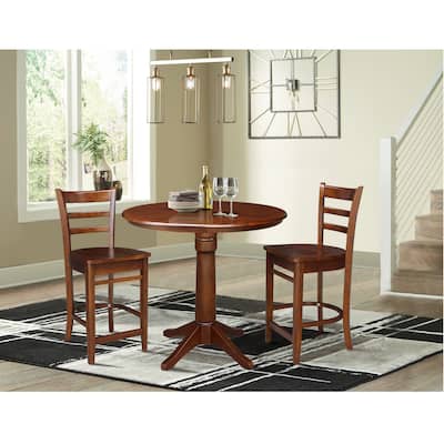 36" Round Pedestal Counter Height Table with 2 Stools - 3 Piece Set