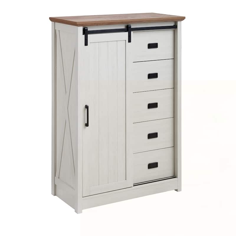 Storage Organizer Dresser with Sliding Barn Door