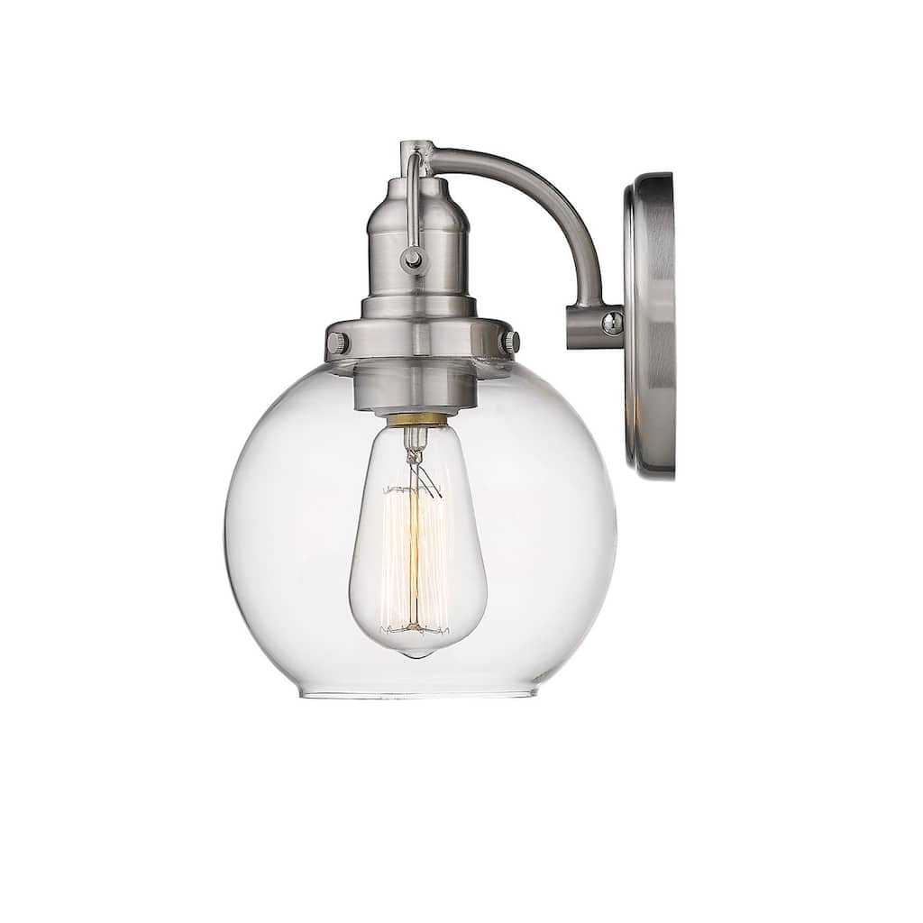 1 Lt Clear Bubble Glass Wall Sconce in Nickel