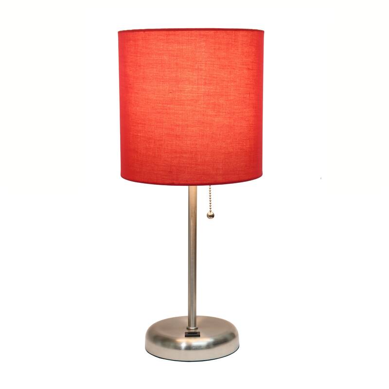 19.5" USB Port Feature Metal Lamp in Steel w Aqua Shade