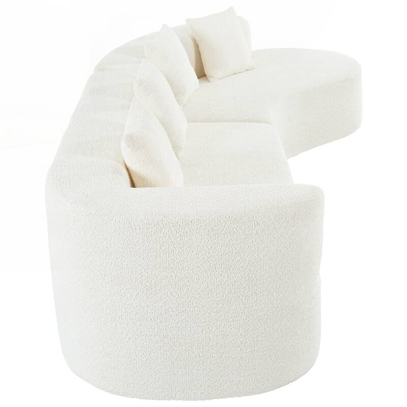 Modern Sectional Sofa with Curved Design, 2-Piece Chenille Modular Couch with 4 Pillows