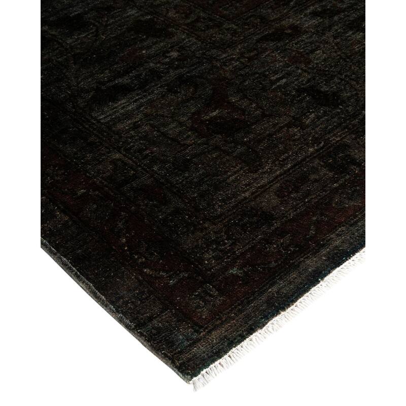 Overton Hand Knotted Wool Vintage Inspired Modern Contemporary Overdyed Gray Area Rug - 11' 9" x 18' 1"