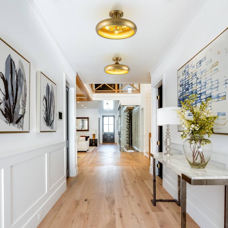 3-Light Industrial Antique Bronze Semi-Flush Mount Ceiling Light - Antique Bronze - 13.4-in W x 7.08-in H