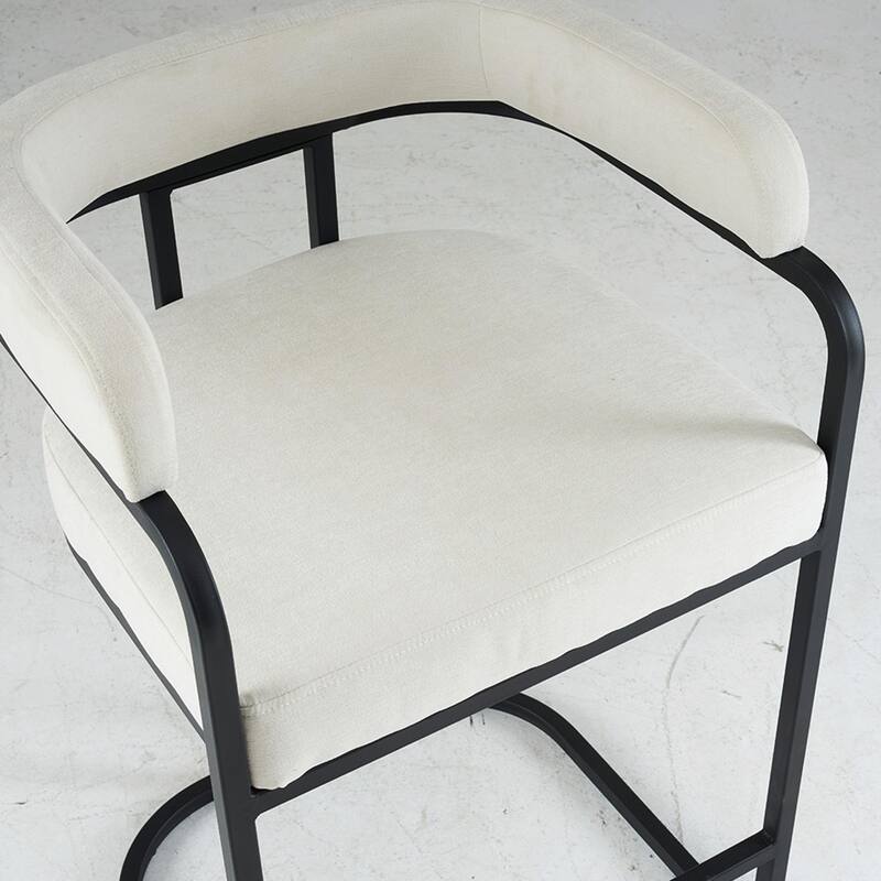 Modern Chenille Bar Stools Set of 2, Upholstered Counter Height Chairs