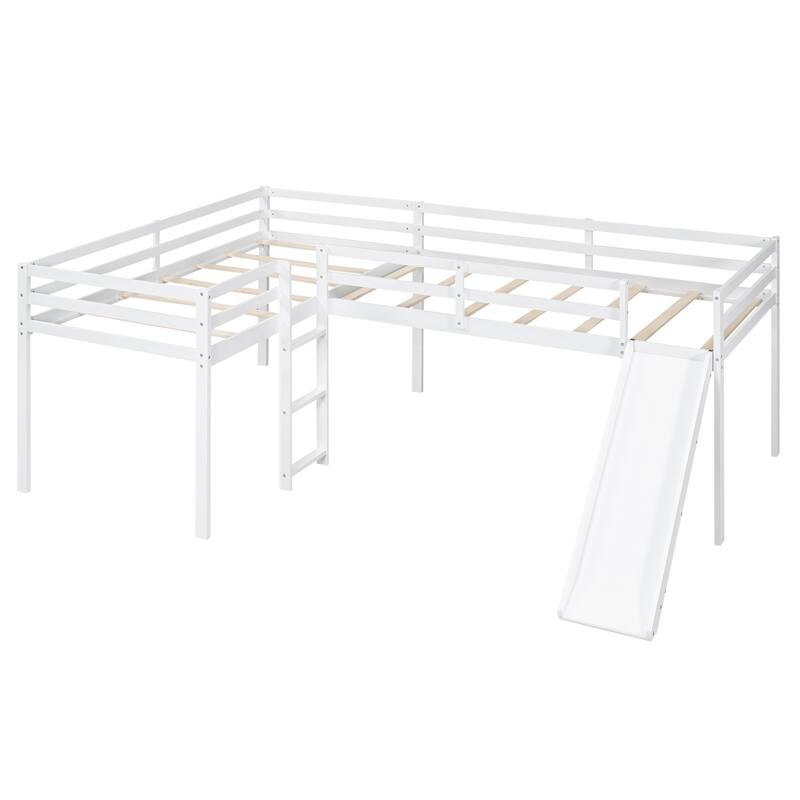 L-Shaped Twin Loft Bed with Ladder, Slide, and Space-Saving Design