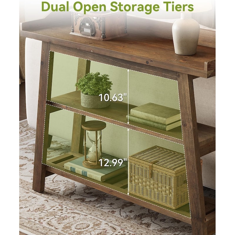 45 Inch Solid Wood Console Entryway Table, 3-Tier Narrow Sofa Tables with Storage - 45.28" L x 13.78" W x 36.22" H