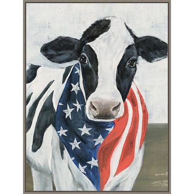 American Cow II by Annie Warren Framed Canvas Wall Art Print