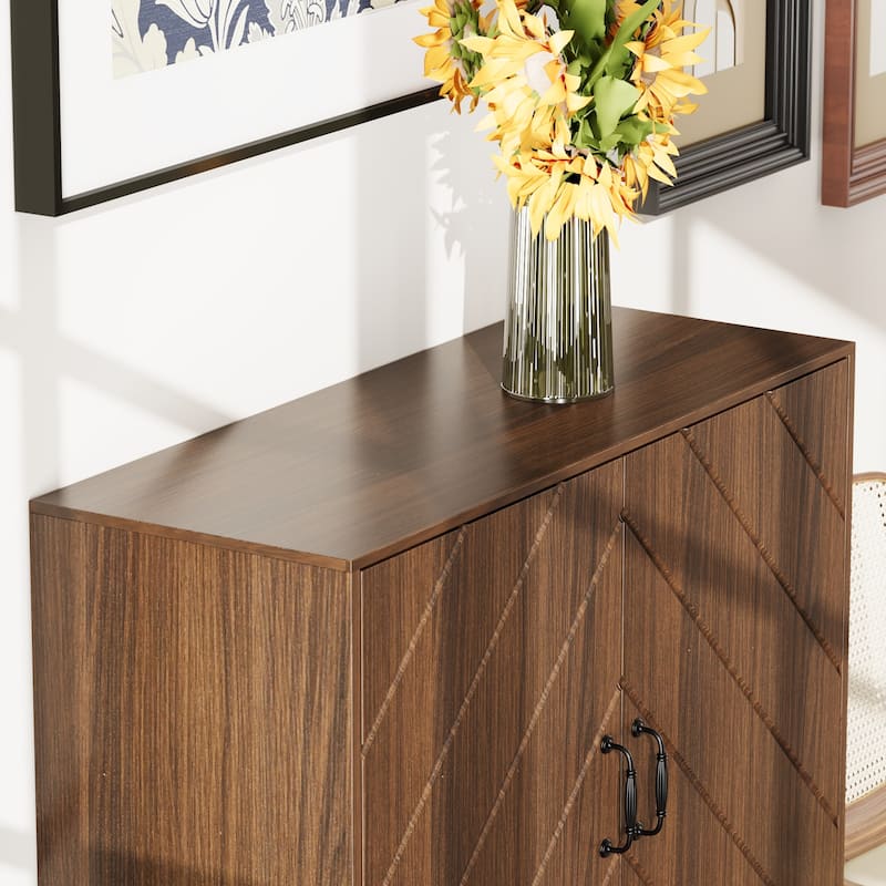 Vintage Sideboard Buffet Wooden Pantry Cabinet with Adjustable Shelves
