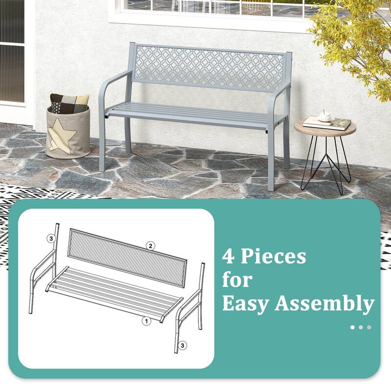 Costway 50" Outdoor Garden Bench with Geometric Lattice Backrest - See Details