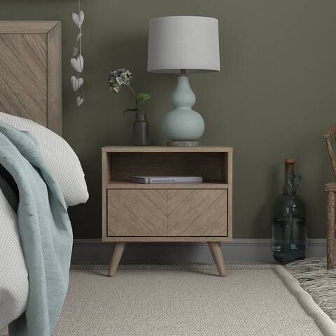Kotter Home Chevron Nightstand with Drawer