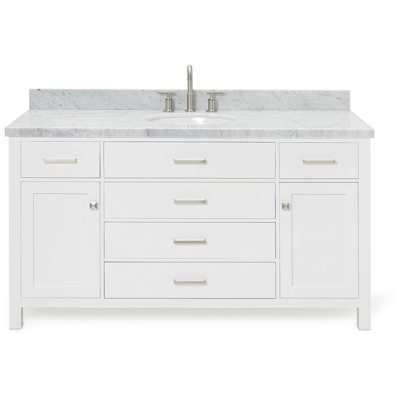 Ariel H061SCWOVO Bristol 61" Free Standing Single Oval Basin Vanity - White - Colored