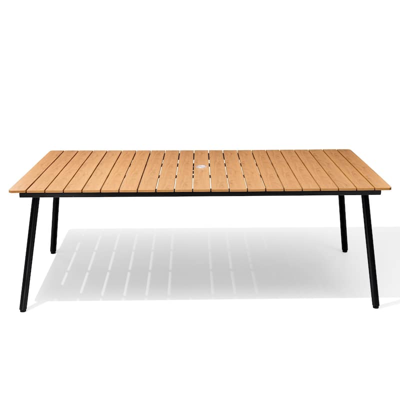 Outdoor Patio Rectangle Aluminum Dining Table with Umbrella Hole