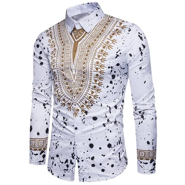 Shop Men S Casual Shirts Floral Print Slim Fit Long Sleeve Casual