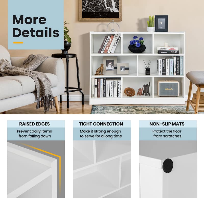 3-Tier Open Bookcase 8-Cube Bookshelf Storage Display Cabinet