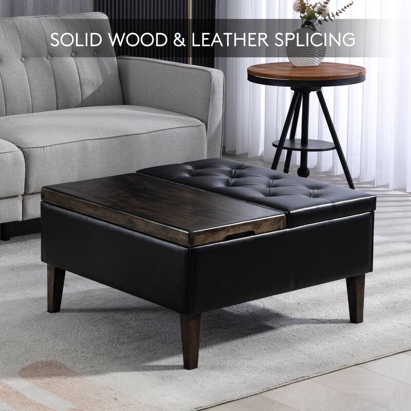 Square PU Leather Coffee Table Storage Ottoman