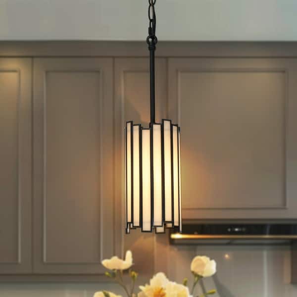 slide 2 of 15, Tifany Modern 1-Light Mini Pendant Colored Black Glass Kitchen Island Light - D 4.3" x H 15.5"