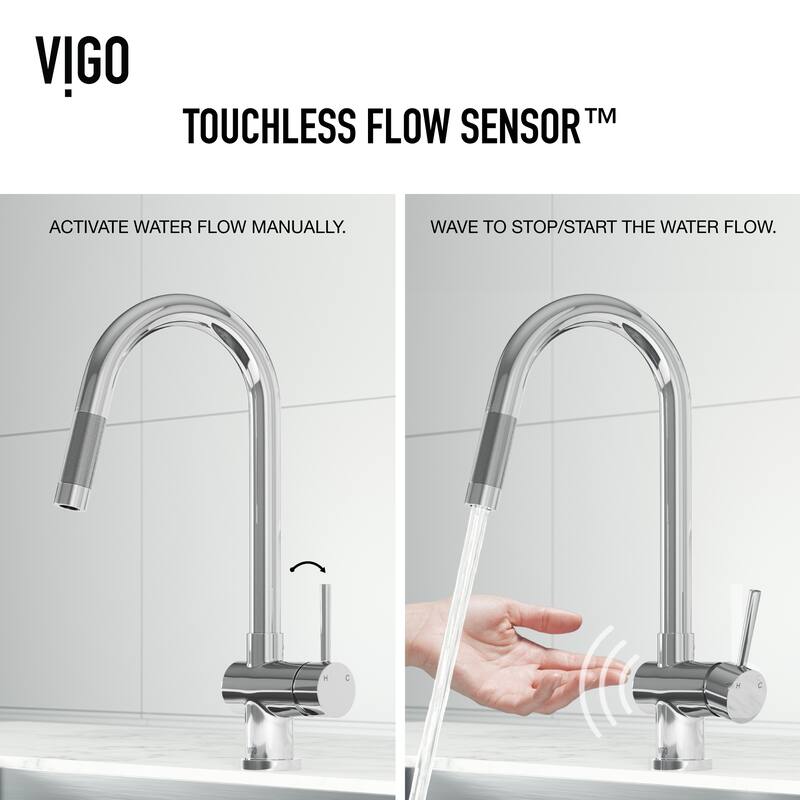 VIGO Gramercy 17" H Single Handle Pull-Down Spout Kitchen Faucet with Touchless Sensor