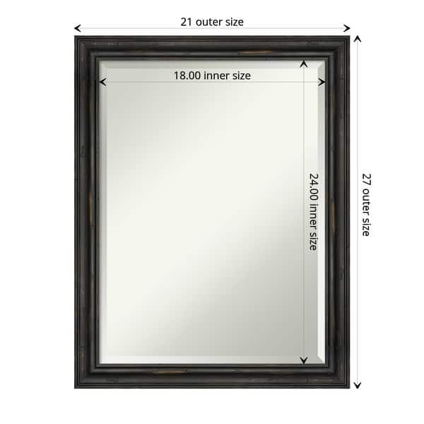 dimension image slide 0 of 4, Beveled Wood Wall Mirror - Rustic Pine Black Narrow Frame