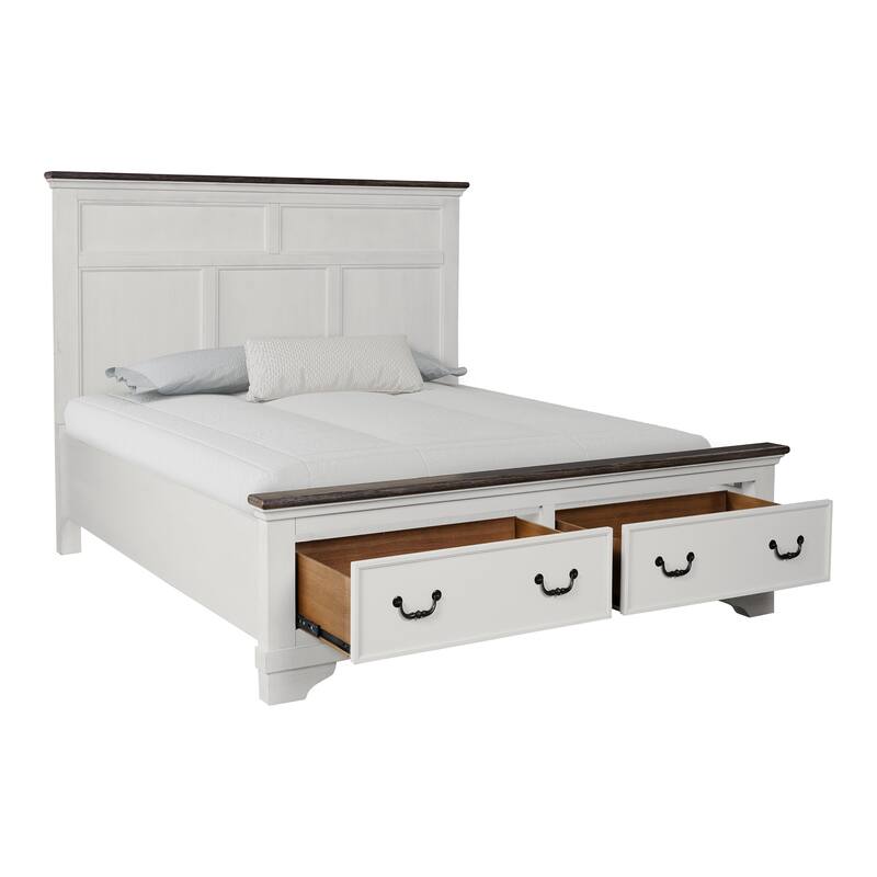 Furniture of America Eryndor Modern Farmhouse 5-Piece White Solid Wood Platform Bedroom Set