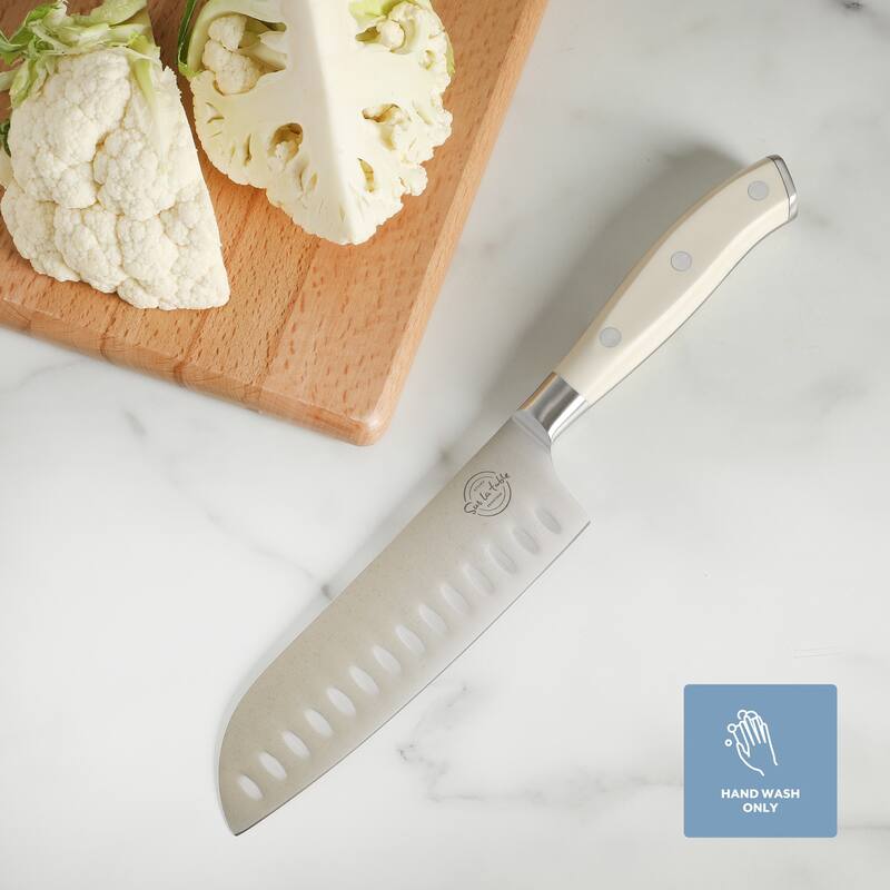 Sur La Table Kitchen Essential Tasting Kitchen German Steel Forged Full Tang Prfessional Knife with White Handle