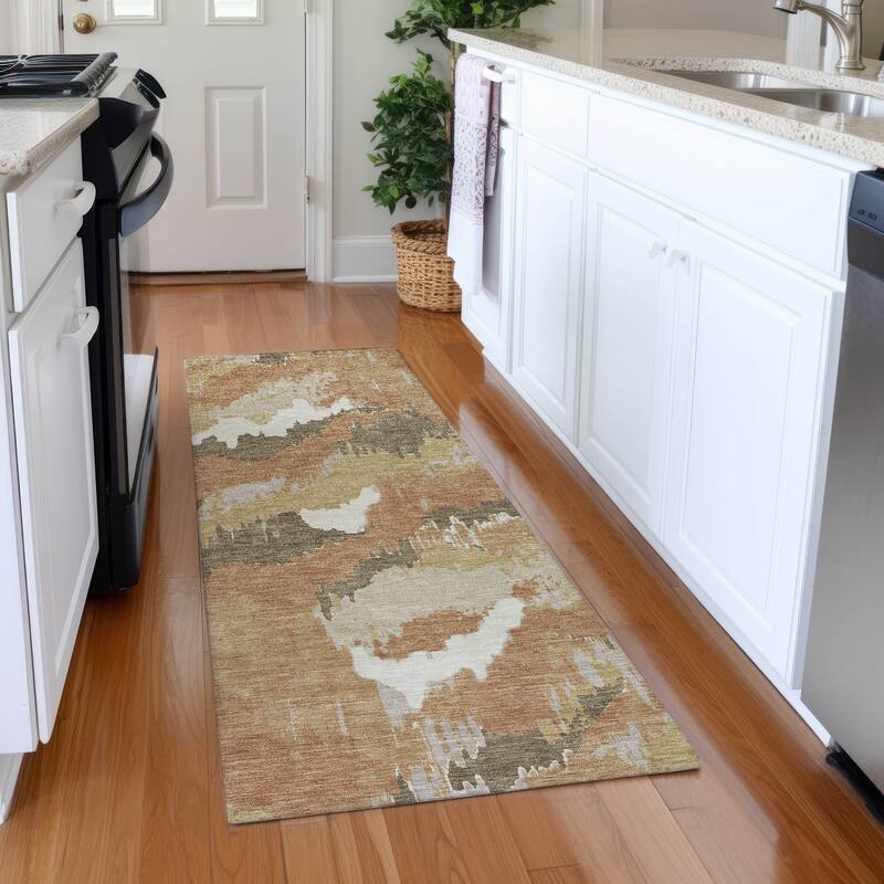 Premium Washable Super Soft Modern Ziggy Mayfield Rug - Copper - 2'3" x 7'6"