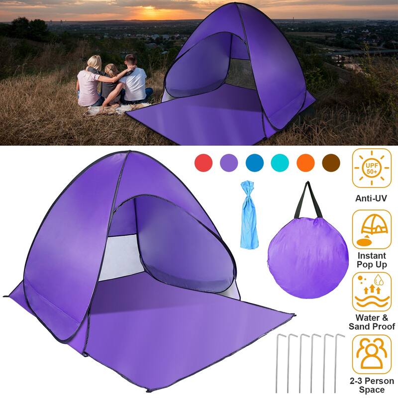 Pop Up Beach Tent Sun Shade Shelter Anti-UV Waterproof 2-3 Person - 64.96 x 59.06 x 43.31in