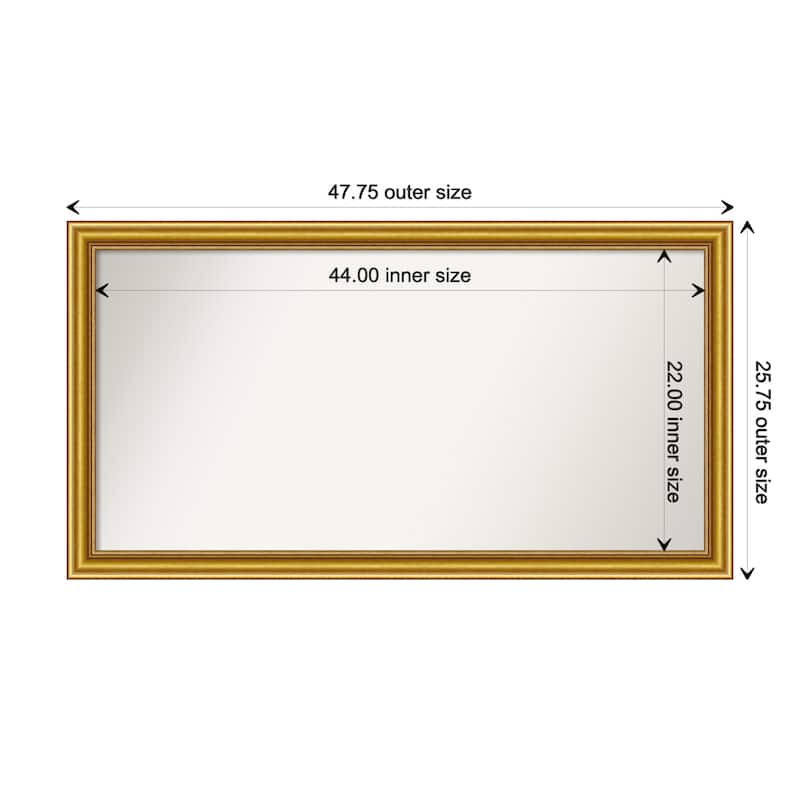 Townhouse Gold Framed Non-Beveled Custom Wall Mirror, Bathroom Vanity Mirror - Outer Size: 47.75 x 25.75