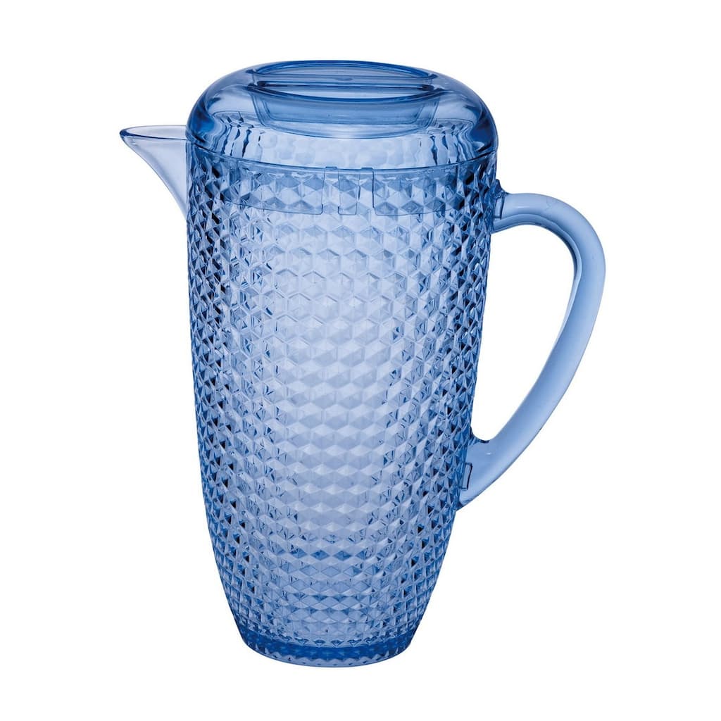 Water Pitcher with Lid, Diamond Cut Unbreakable Plastic Pitcher