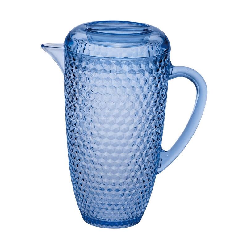 Water Pitcher with Lid, Diamond Cut Unbreakable Plastic Pitcher